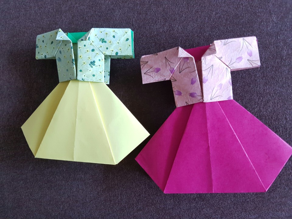 색종이 여자 한복치마접기